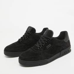 Louis Vuitton Black Suede LV Trainer Sneakers Size 45