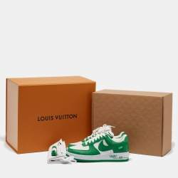 Louis Vuitton x Nike Green/White Monogram Canvas and Leather Air Force 1 Sneakers Size 41