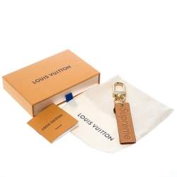 Pre Owned Louis Vuitton Supreme Logo Brown Leather Key Ring / Keychain