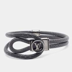 Louis Vuitton Loop It Coated Canvas Enamel Gunmetal Tone Bracelet