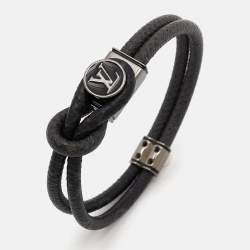 Louis Vuitton Loop It Coated Canvas Enamel Gunmetal Tone Bracelet