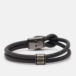 Louis Vuitton Loop It Coated Canvas Enamel Gunmetal Tone Bracelet