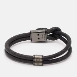 Louis Vuitton Loop It Coated Canvas Enamel Gunmetal Tone Bracelet