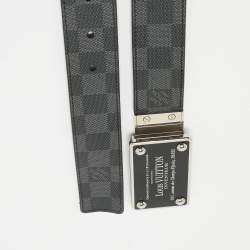 مملوكة مسبقًا Louis Vuitton Damier Graphite Canvas and Taiga Leather Inventeur Reversible Belt 95 CM