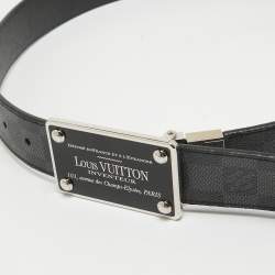 مملوكة مسبقًا Louis Vuitton Damier Graphite Canvas and Taiga Leather Inventeur Reversible Belt 95 CM