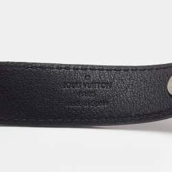  Louis Vuitton Monogram Eclipse Hockenheim Leather Gunmetal Tone Bracelet 21