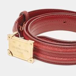 Louis Vuitton Red Leather Pandora Belt 90CM