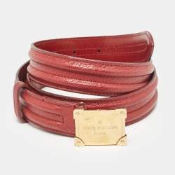 Louis Vuitton Red Leather Pandora Belt 90CM
