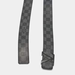 Pre Owned حزام لوي فيتون إينشيالز LV كانفاس دامييه غرافيت 95 سم