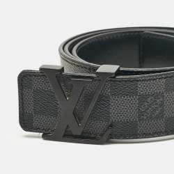 Pre Owned حزام لوي فيتون إينشيالز LV كانفاس دامييه غرافيت 95 سم