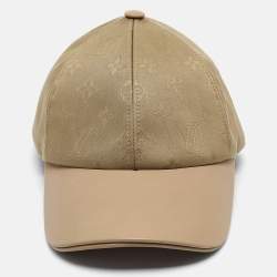 Pre Owned Louis Vuitton Khaki Green LV Monogram Cotton and Leather First Cap 