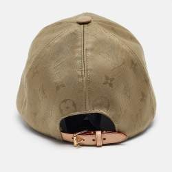 Pre Owned Louis Vuitton Khaki Green LV Monogram Cotton and Leather First Cap 