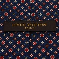 Pre Owned Louis Vuitton Blue Monogram Print Silk Traditional Tie 