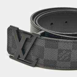 مملوكة مسبقًا حزام لوي فيتون إينشيالز LV كانفاس دامييه غرافيت 95 سم