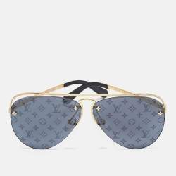 Pre Owned Louis Vuitton Grey/Gold Z1172W Monogram Grease Aviator Sunglasses