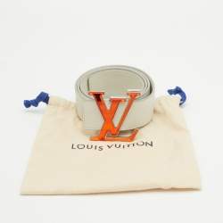 Pre Owned Louis Vuitton White Leather LV Prism Initiales Belt 95 CM