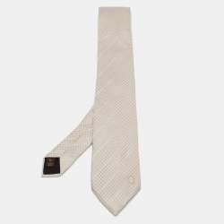 Louis Vuitton Grey Petit Damier Pattern Silk Tie