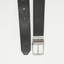 Pre Owned Louis Vuitton Black/Grey Damier Infini Leather Boston Reversible Belt 110 CM