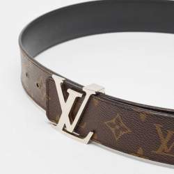 Pre Owned Louis Vuitton Monogram Canvas and Leather LV Initiales Reversible Belt 95CM
