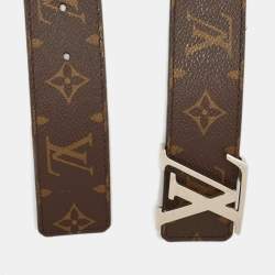 Pre Owned Louis Vuitton Monogram Canvas and Leather LV Initiales Reversible Belt 95CM