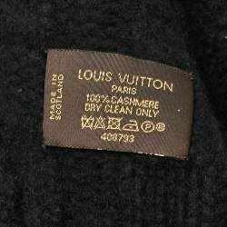 Pre Owned Louis Vuitton Black Damier Cashmere Knit Scarf
