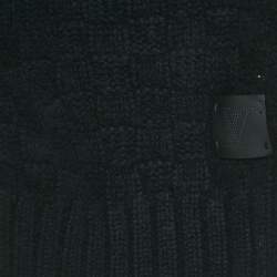 Pre Owned Louis Vuitton Black Damier Cashmere Knit Scarf