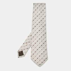 Louis Vuitton Grey Monogram Patterned Silk Tie 