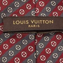 Louis Vuitton Red/Grey Diagonal Striped Silk Tie