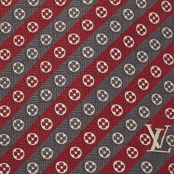 Louis Vuitton Red/Grey Diagonal Striped Silk Tie