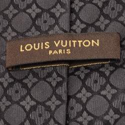 Louis Vuitton Grey/Black Monogram Print Silk Traditional Tie