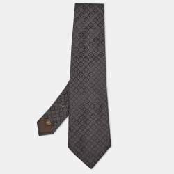 Louis Vuitton Grey/Black Monogram Print Silk Traditional Tie