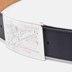 Pre Owned Louis Vuitton Black Leather Travelling Requisites Belt 95CM