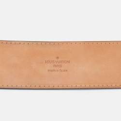 Pre Owned Louis Vuitton Black Leather Travelling Requisites Belt 95CM