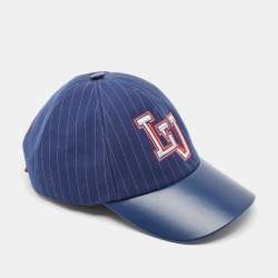 مملوكة مسبقًا Louis Vuitton Navy Blue Wool and Leather LV Varsity Cap M
