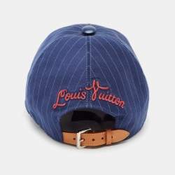 مملوكة مسبقًا Louis Vuitton Navy Blue Wool and Leather LV Varsity Cap M