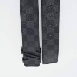 مملوكة مسبقًا حزام لوي فيتون إينشيالز LV كانفاس دامييه غرافيت 95 سم