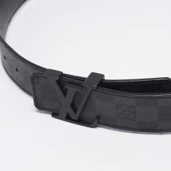 مملوكة مسبقًا حزام لوي فيتون إينشيالز LV كانفاس دامييه غرافيت 95 سم