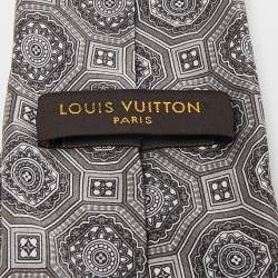 Louis Vuitton Grey Quatrefoil Pattern Print Silk Traditional Tie