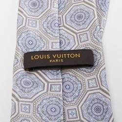 Louis Vuitton Blue Quatrefoil Pattern Print Silk Tie
