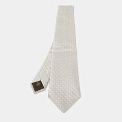 Louis Vuitton Metallic Grey Monogram Silk Tie