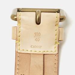 Pre Owned Louis Vuitton Beige Monogram Mahina Vachetta Leather Buckle Belt 105 CM