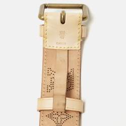 Pre Owned Louis Vuitton Beige Monogram Mahina Vachetta Leather Buckle Belt 105 CM