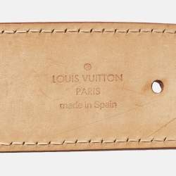 Pre Owned Louis Vuitton Beige Monogram Mahina Vachetta Leather Buckle Belt 105 CM