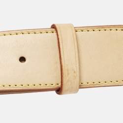 Pre Owned Louis Vuitton Beige Monogram Mahina Vachetta Leather Buckle Belt 105 CM