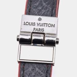 Louis Vuitton Canvas Leather Gunmetal Tone Reversible Wrap Bracelet