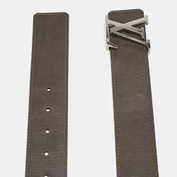 Pre Owned Louis Vuitton Dark Brown/Black Leather LV Initiales Reversible Belt 90CM