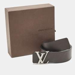 Pre Owned Louis Vuitton Dark Brown/Black Leather LV Initiales Reversible Belt 90CM
