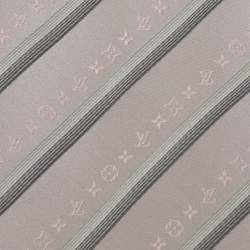 Louis Vuitton Grey Silk Monogram Classic Stripes Tie