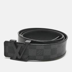 Pre Owned Louis Vuitton Damier Graphite Canvas LV Initiales Belt 105CM