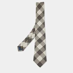 Louis Vuitton Grey Checks Silk Classic Tie